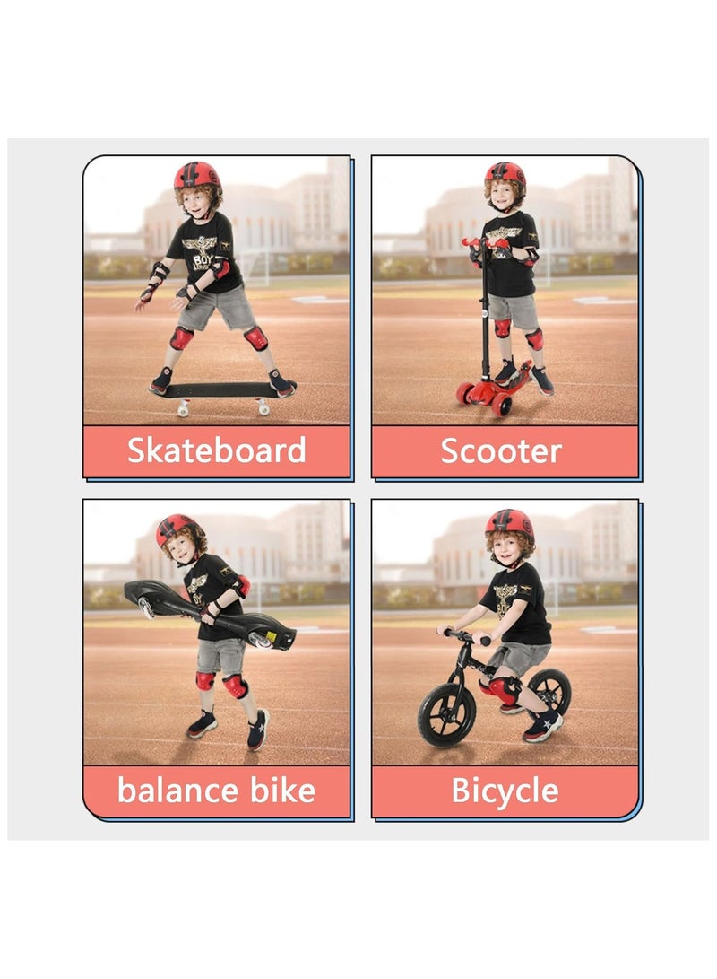 Soofam Kids Bike Helmet Set Skateboard Knee Pads，Toddler Cyling Protective Gear Knee & Elbow Pads Wrist Guards for Girls Boys Inline Skating Bike Cycling Skateboard Scooter 2-14 Years(M 53-57cm Children aged6-14) - Image 3