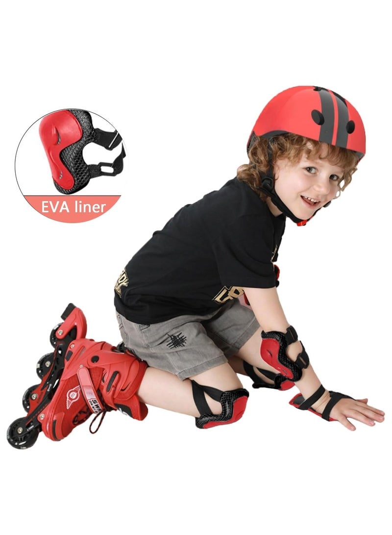 Soofam Kids Bike Helmet Set Skateboard Knee Pads，Toddler Cyling Protective Gear Knee & Elbow Pads Wrist Guards for Girls Boys Inline Skating Bike Cycling Skateboard Scooter 2-14 Years(M 53-57cm Children aged6-14) - Image 2