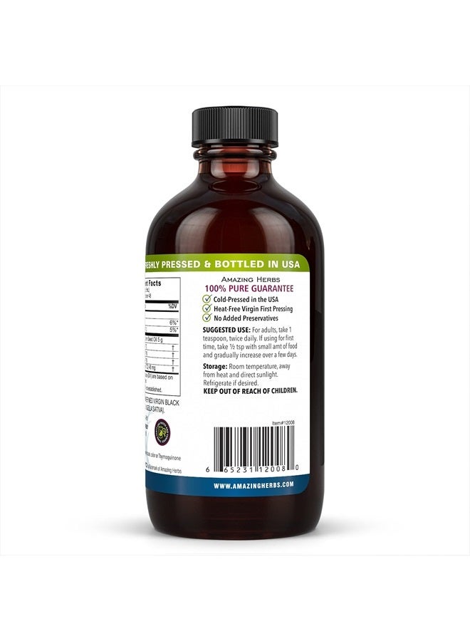 Amazing herbs Premium Black Seed Oil - Gluten Free, Non GMO, Cold Pressed Nigella Sativa Aids in Digestive Health, Immune Support, Brain Function - 8 Fl Oz (Pack of 2)  - Image 2