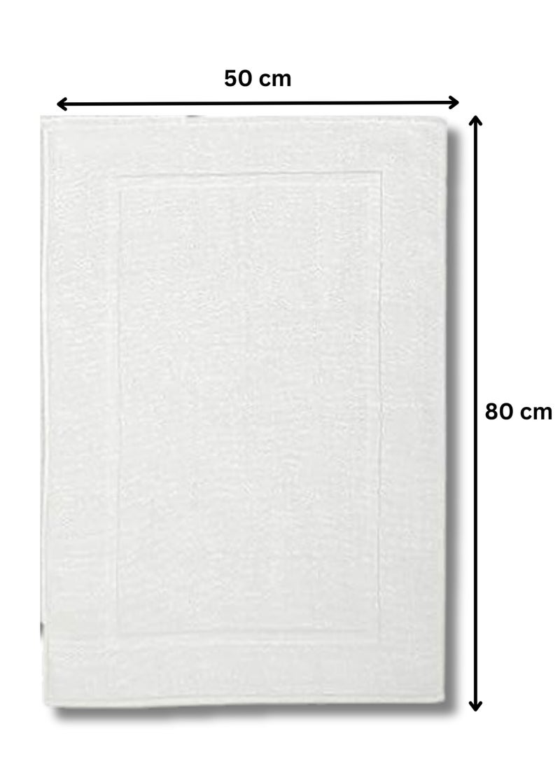 Pearl Coast Premium Cotton Bath Mat 50x80cm – 860 GSM, Framed Border Design – White Pack of 4  - Image 2