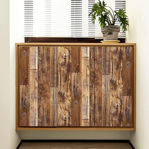 Yun-aeon Brown Wood Peel and Stick Wallpaper 17.3" X 236"Coffee Brown PVC Self Adhesive Wood Wall Peel and Stick Paper for Wall Covering Furniture Countertop Kitchen Christmas DIY - Image 3