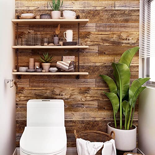 Yun-aeon Brown Wood Peel and Stick Wallpaper 17.3" X 236"Coffee Brown PVC Self Adhesive Wood Wall Peel and Stick Paper for Wall Covering Furniture Countertop Kitchen Christmas DIY - Image 5