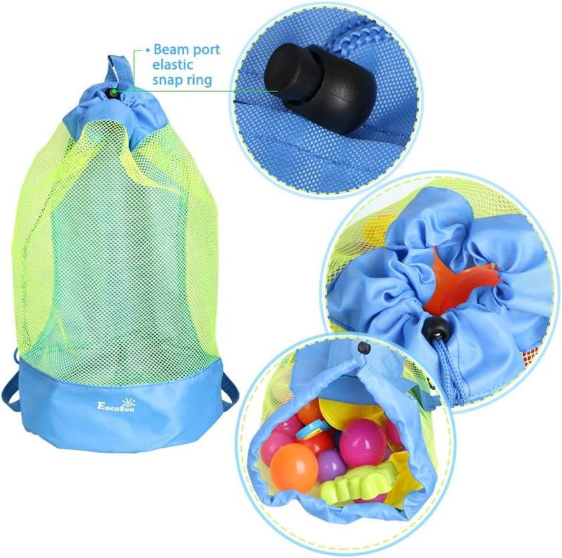 EocuSun Large Mesh Beach Bag Tote Durable Sand Away Drawstring Beach Backpack Swim and Pool Toys Balls Storage Bags Packs, Stay Away from Sand and Water, Toy Not Included - Image 5