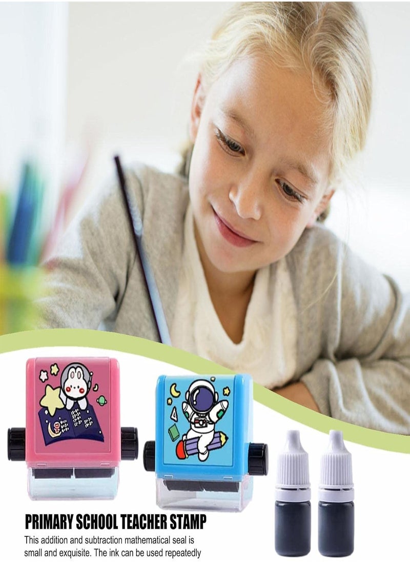 10 Pcs Teaching Roller Stamp - Roller Digital Teaching Stamp - Creative Addition Subtraction Roller Stamp, Within 100 Teaching Math Practice Questions Birthday Gifts
