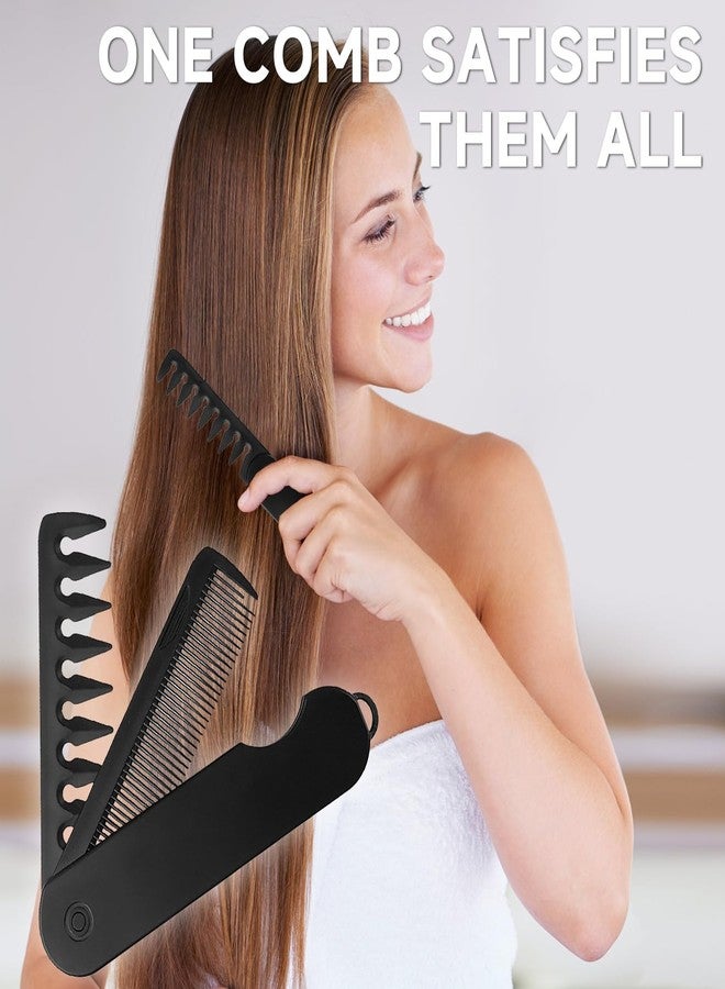 Street27 Texture Comb for Men & Women - Wide & Fine Tooth Volumizing Hair Comb | Travel Folding Dual Purpose Styling Comb for Fluffy Volume & Root Lift (BLACK) - Image 5