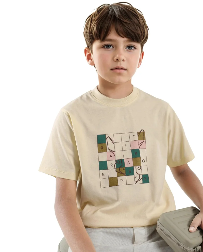 Rare Ones Rare Ones Kids Cove-K Pastel Yellow Cotton Printed Slip-On Regular Fit T-Shirt