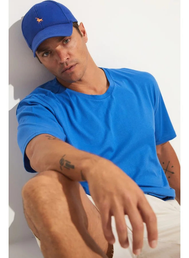 JUNE June Men Oversize Basic Crew Neck Tshirt Blue