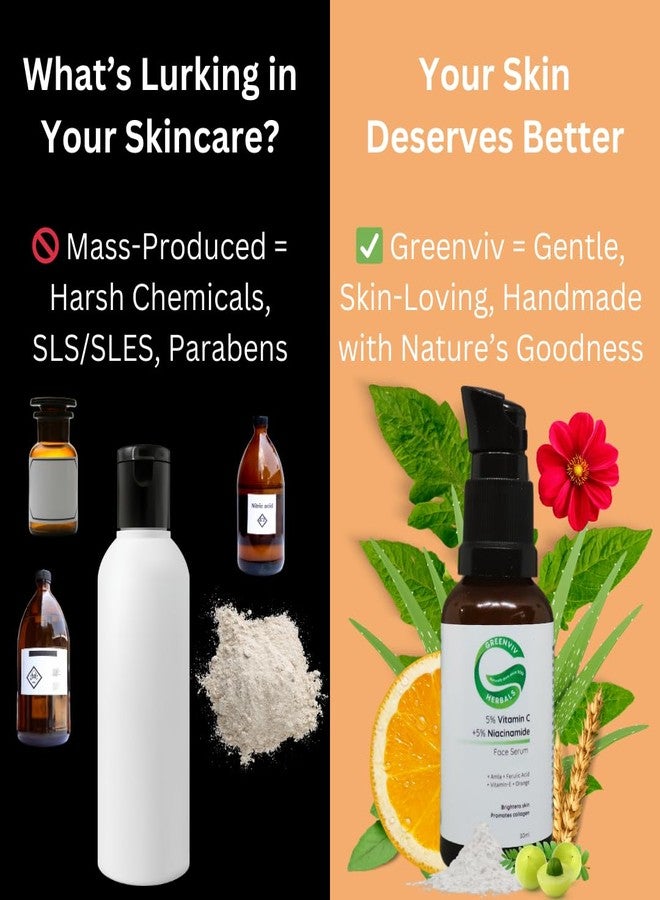 Greenviv 5% Vitamin C + 5% Niacinamide Brightening Face Serum | with Amla, Ferulic Acid & Vitamin E | Brightens & Evens Skin Tone, Fights Environmental Stressors | 30ml - Image 3