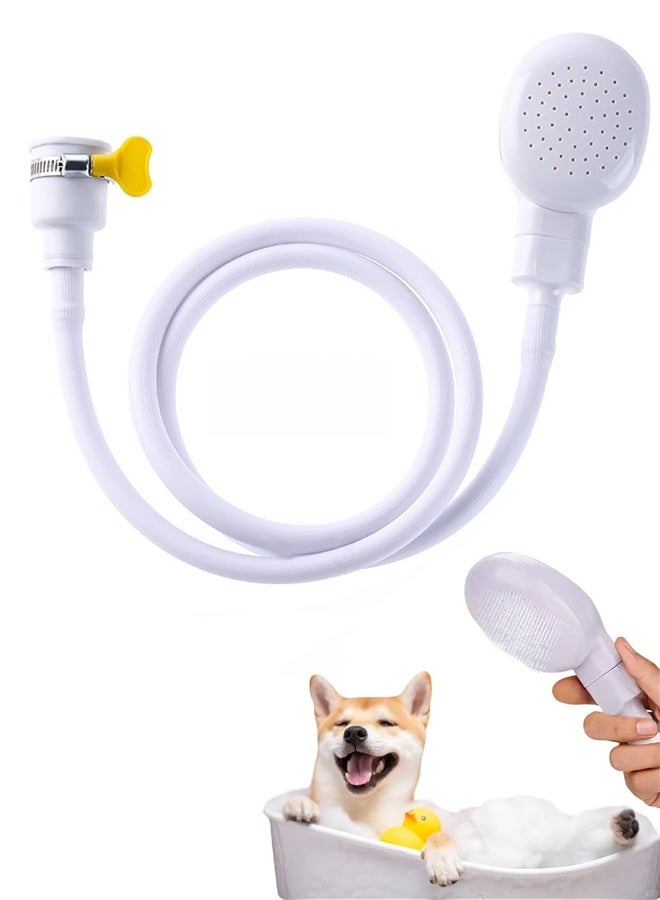 Bath Sink Single Tap Shower Attachment Head Hose Spray for Washing Pet Dog/Cat, Hair Washing(White) - Image 1