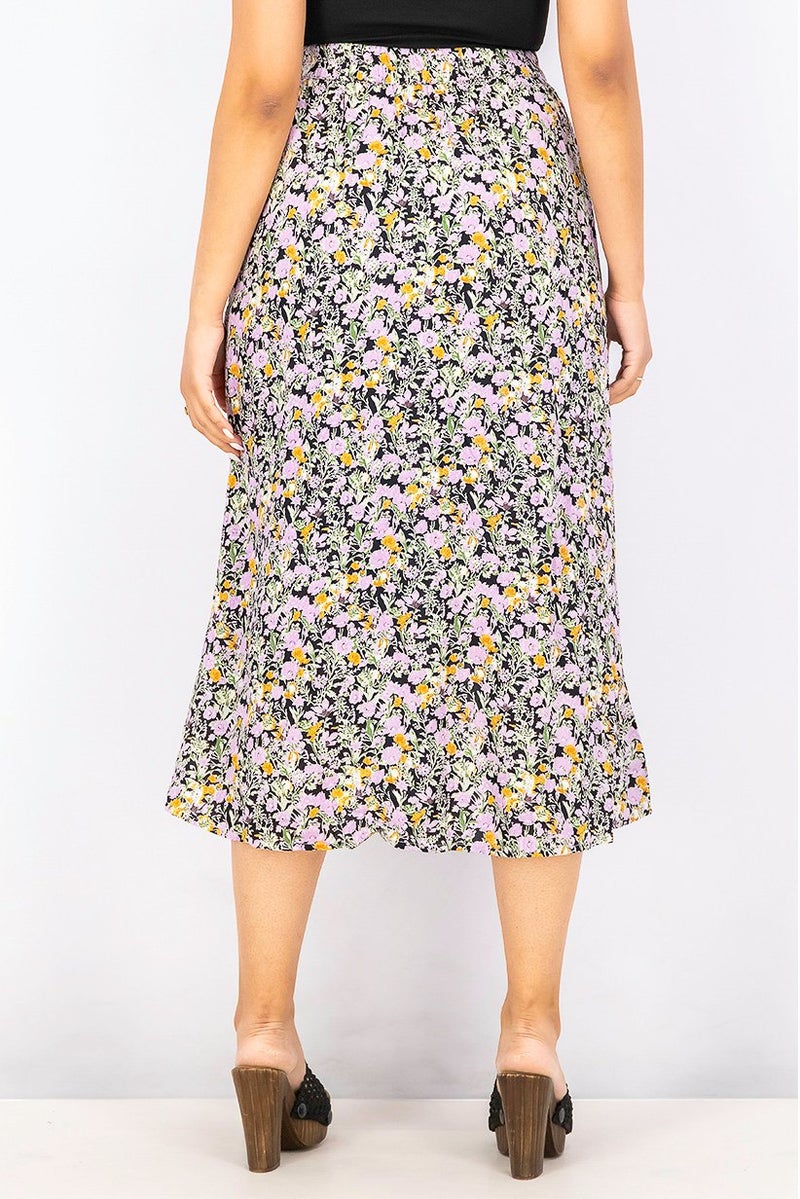 Fire & Glory Women Floral Print Midi Skirt, Lavender Combo - Image 2