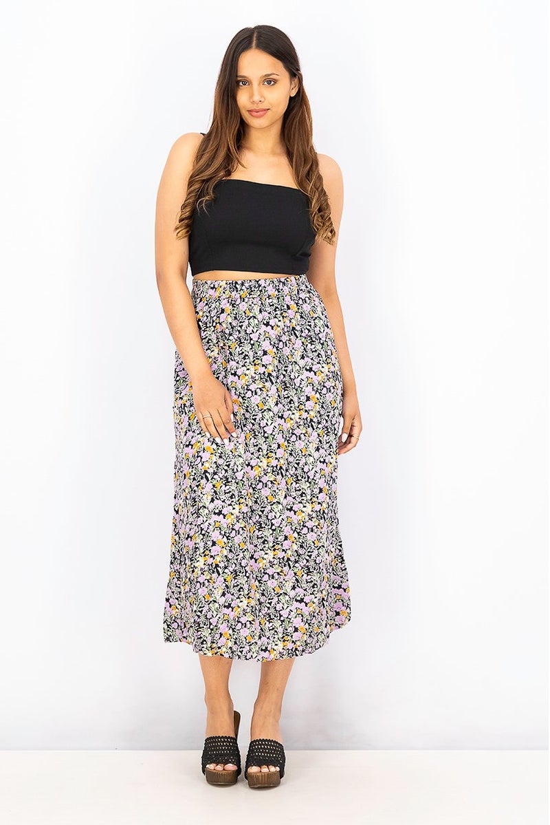 Fire & Glory Women Floral Print Midi Skirt, Lavender Combo - Image 4