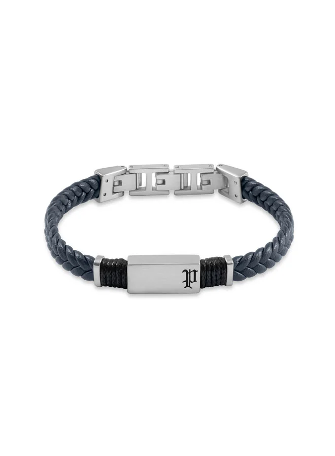 بوليس Ridgecord Blue Braided Leather & Cord Bracelet for Men