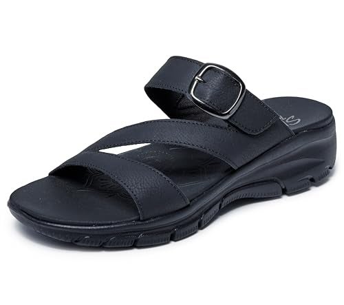 SKECHERS صندل سكيشرز النسائي EASY GOING - SLIDE ON BY، أسود/أسود 9 M - Image 1