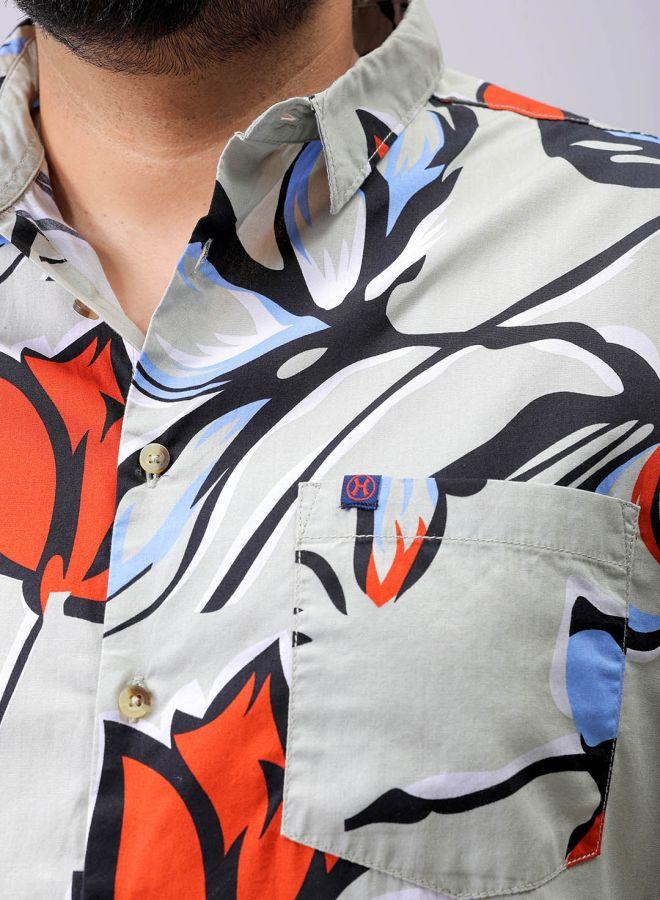 HARDSODA Men Plus Size Regular Fit Printed Cutaway Collar Half Sleeves Casual Shirt - Image 4