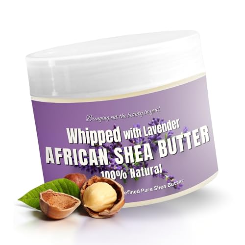 RA COSMETICS Whipped Shea Butter with Lavender Extract 100 Unrefined Shea Body Butter from Ghana Moisturizes Skin Nourishes Conditions Hair Softens and Smooths Lips Hands Feet 12oz - Image 1