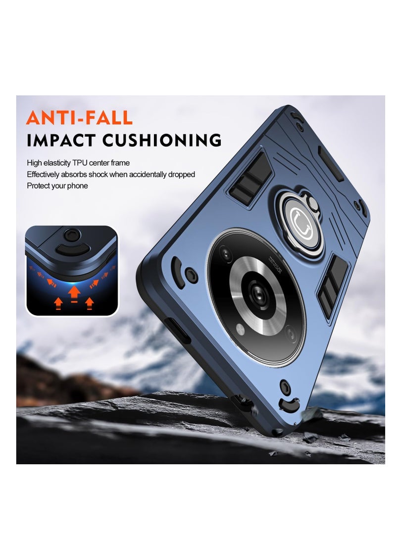 GOLDEN MASK For Realme 11 Pro Plus Armor Window Bracket Camera Shield Cover Camera Lend Protection With Ringe (Navy Blue) - Image 3