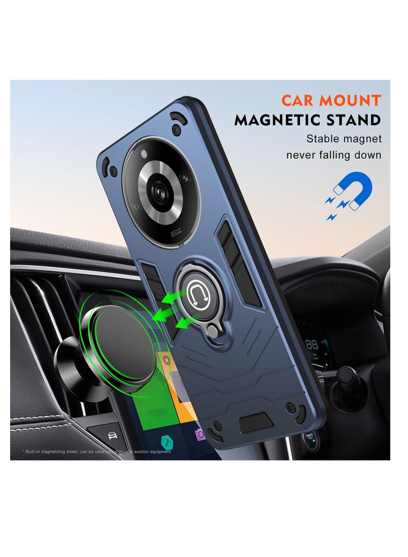 GOLDEN MASK For Realme 11 Pro Plus Armor Window Bracket Camera Shield Cover Camera Lend Protection With Ringe (Navy Blue) - Image 2