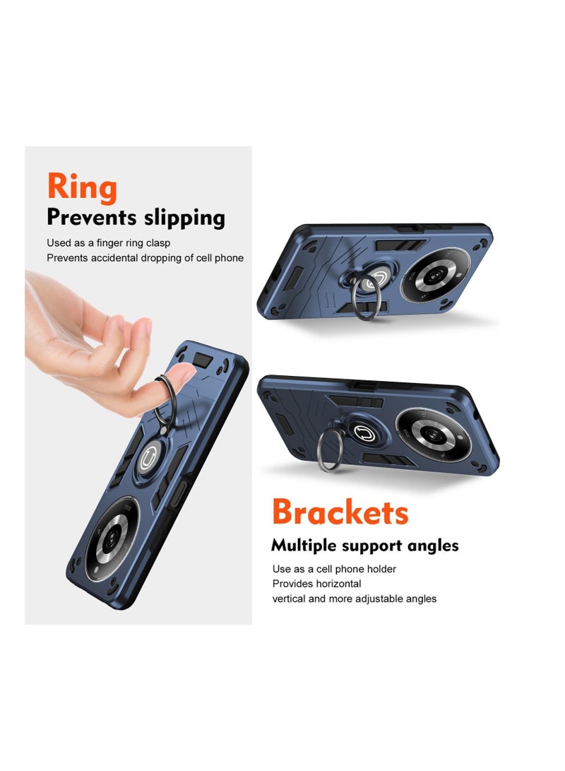 GOLDEN MASK For Realme 11 Pro Plus Armor Window Bracket Camera Shield Cover Camera Lend Protection With Ringe (Navy Blue) - Image 5