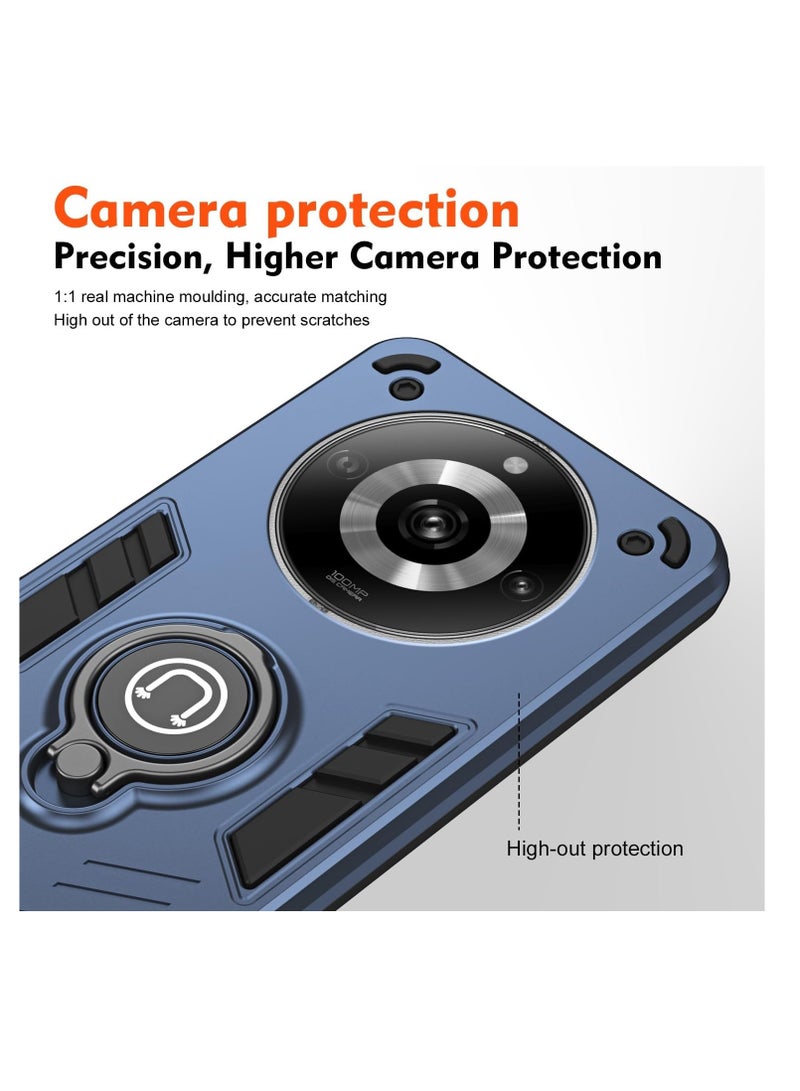 GOLDEN MASK For Realme 11 Pro Plus Armor Window Bracket Camera Shield Cover Camera Lend Protection With Ringe (Navy Blue) - Image 4