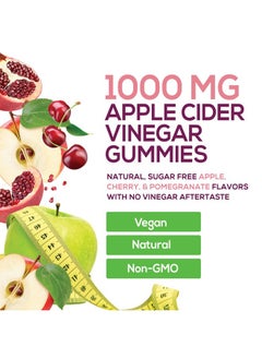 Nature's Nutrition Vegan Apple Cider Vinegar Gummies 1000mg - ACV Vitamins Supplement - Gelatin-Free, Vegan, Non-GMO, Made with Beet Root & Vitamin B12 for Energy - Supports Digestion, Detox and Cleanse - 120 Gummies  - Image 3