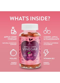 Nature's Nutrition Vegan Apple Cider Vinegar Gummies 1000mg - ACV Vitamins Supplement - Gelatin-Free, Vegan, Non-GMO, Made with Beet Root & Vitamin B12 for Energy - Supports Digestion, Detox and Cleanse - 120 Gummies  - Image 5