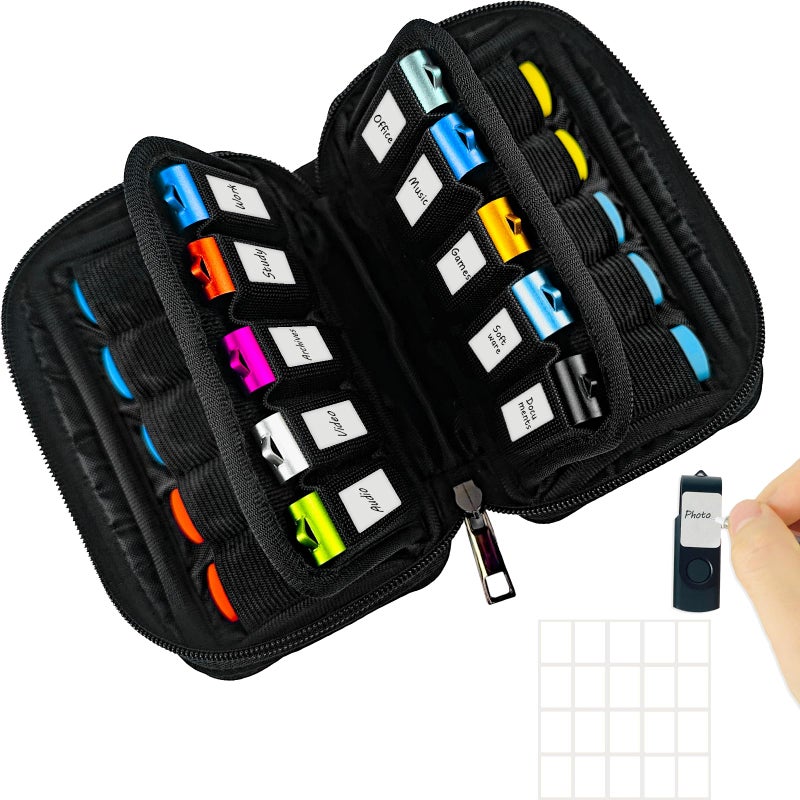 JBOS Flash Drive Case 20 Slots Storage Case JBOS USB Holder Storage Bag for Flash Drive Electronic Accessories Organizer for Memory Stick, Jump Drive, Thumb Drive, USB Cases - Image 1