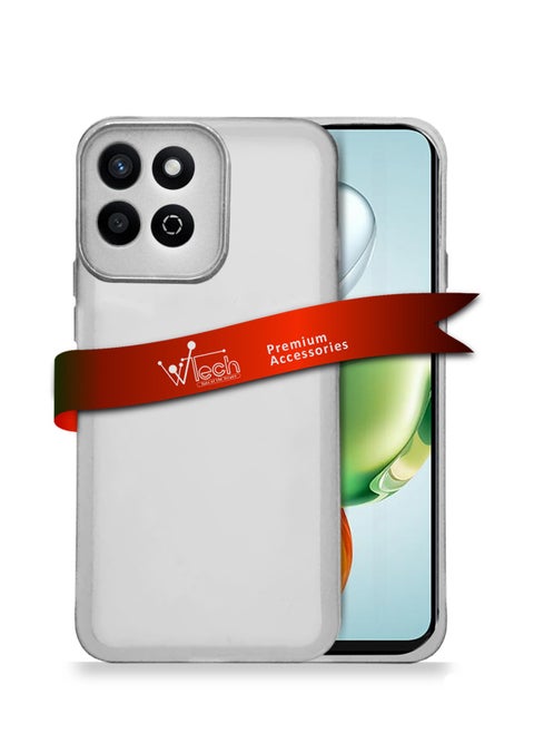 Honor X7c 4G 2024 Soft Transparent TPU Silicone Ultra Thin Phone Stylish Electroplated Camera Border Back Case Cover - White