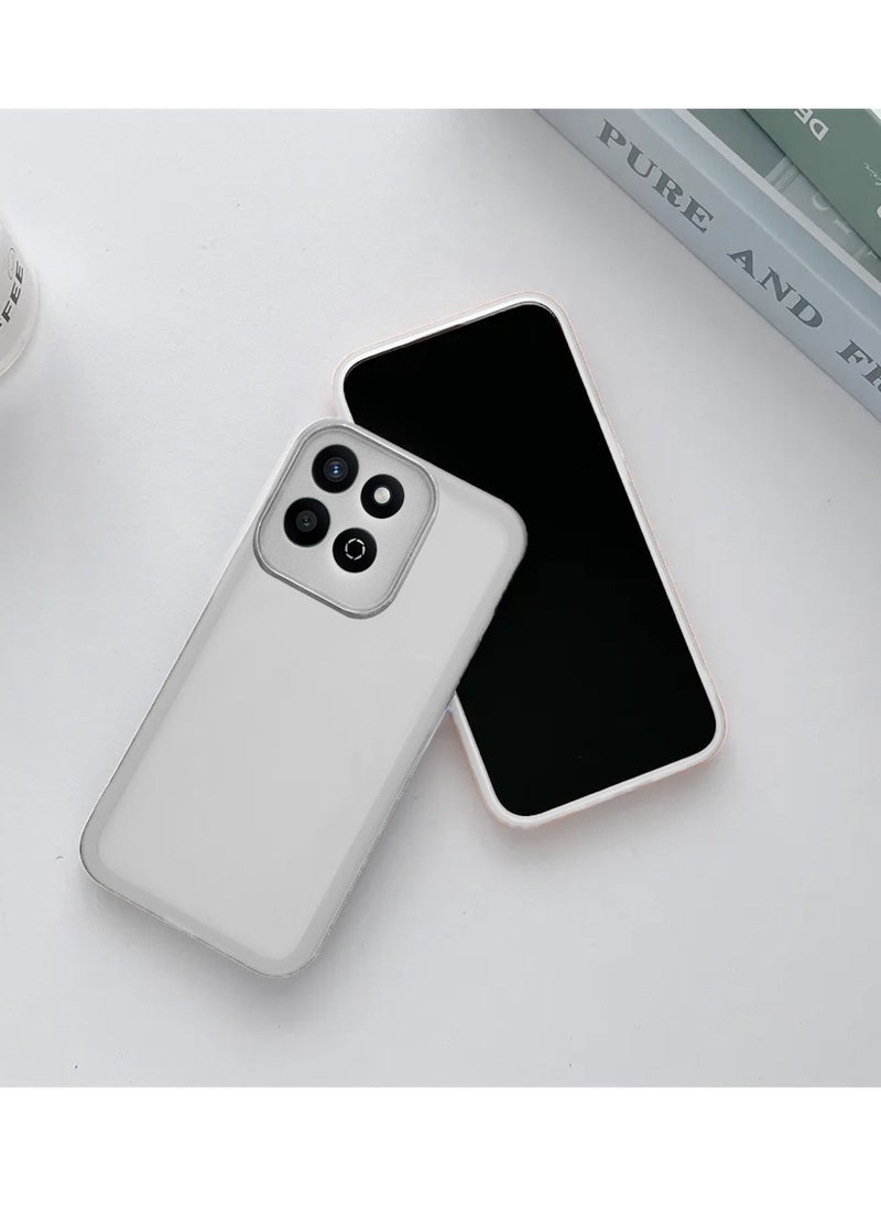 Wtech Honor X7c 4G 2024 Soft Transparent TPU Silicone Ultra Thin Phone Stylish Electroplated Camera Border Back Case Cover - White  - Image 2