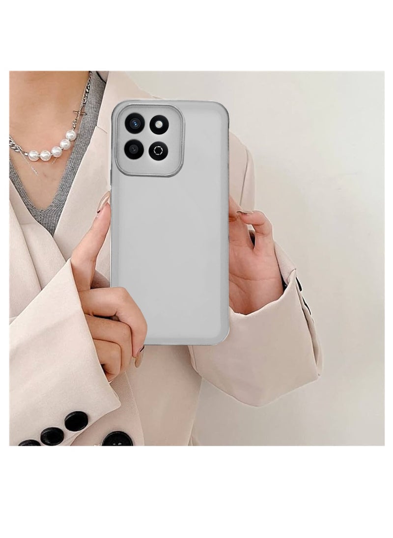 Wtech Honor X7c 4G 2024 Soft Transparent TPU Silicone Ultra Thin Phone Stylish Electroplated Camera Border Back Case Cover - White  - Image 3