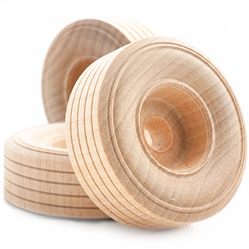 Pinehurst Crafts Treaded Wooden Toy Wheels, 2-Inch Diameter x 3/4-Inch Thick (3/8-Inch Hole), Pack of 12 TreadedWheels_2IN_12pk TreadedWheels_2IN_12pk - Image 4