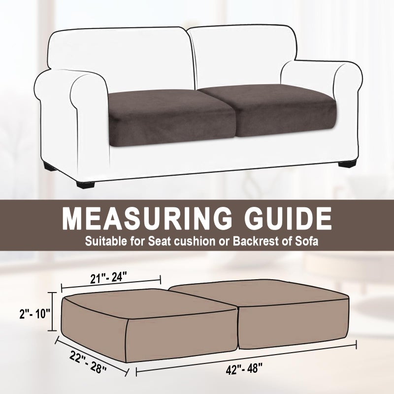 BT.WA Couch Cushion Cover Velvet 2 Pieces Seat Cushion Cover Stretch LoveSeat Couch Covers Separate Sectional Sofa Slipcovers Furniture Protector (2-Seater or Backrest  Coffee) - Image 3