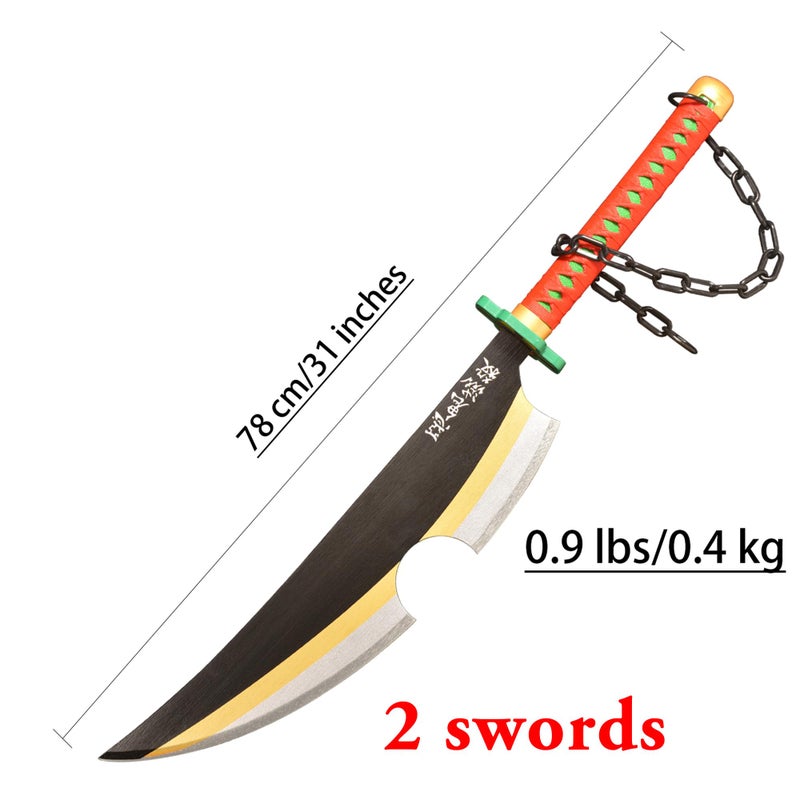 SV Pack of 2 - Anime Sword Katana Cosplay Uzui Tengen Sword Katana 30.9 inches,Collectible Gifts - Image 2