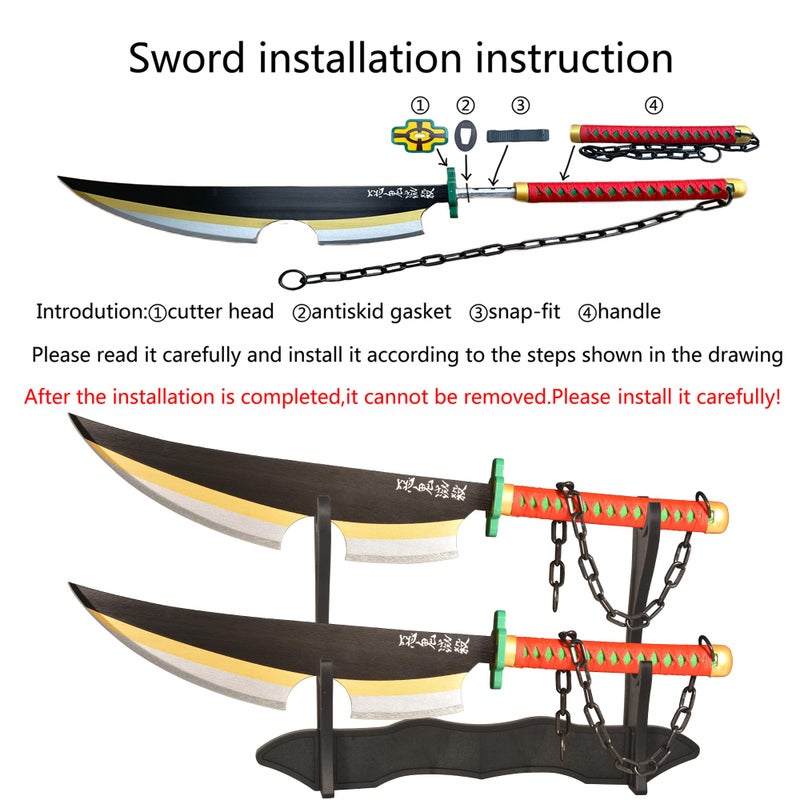 SV Pack of 2 - Anime Sword Katana Cosplay Uzui Tengen Sword Katana 30.9 inches,Collectible Gifts - Image 3