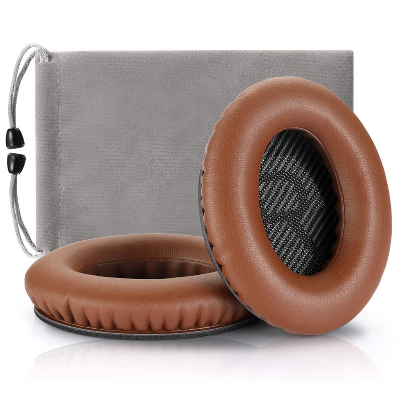 Cypher.V Headphones Replacement Ear Pads Cover, EarPads Cushion for Bose Quietcomfort QC15 QC25 QC35 35 ii -1 Pair (Brown) - Image 1