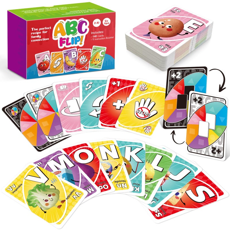 Kasfalci ABC FLIP Alphabet Card Game for Kids Ages 48 Interactive Letter Color Symbol Matching Flash Cards Family Card Game Classroom Homeschool Preschool Learning Activity 148 DoubleSided Cards - Image 3