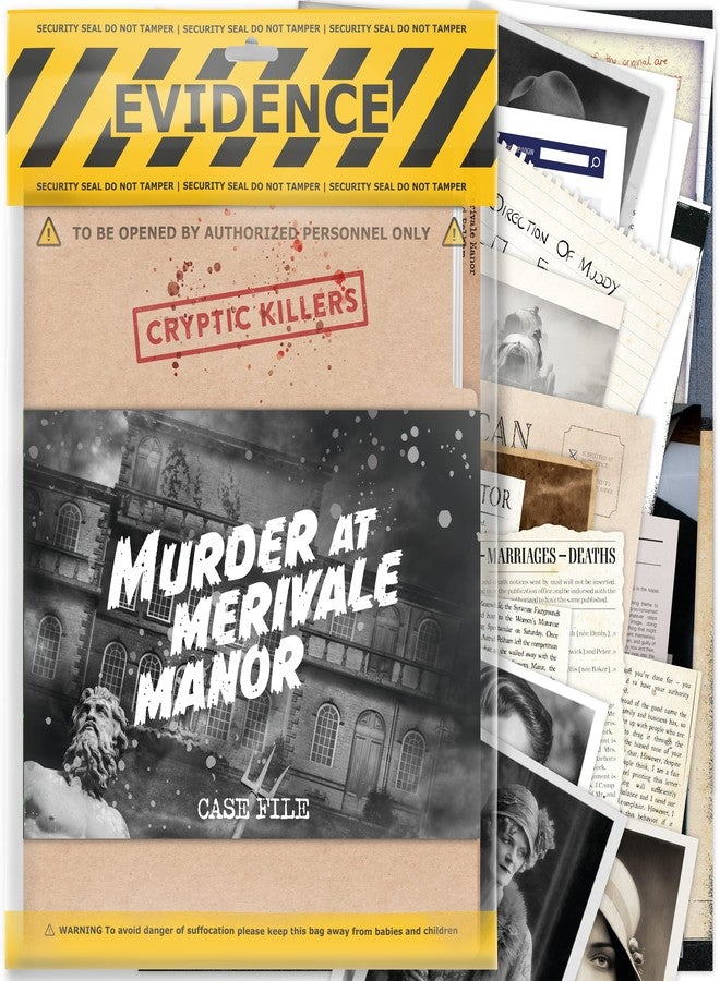 Cryptic Killers Unsolved murder mystery game - Cold Case Files Investigation - CRYPTIC KILLERS - Detective Evidence & Crime File - individuals, date nights & party games- "Murder at Merivale Manor" - Image 1