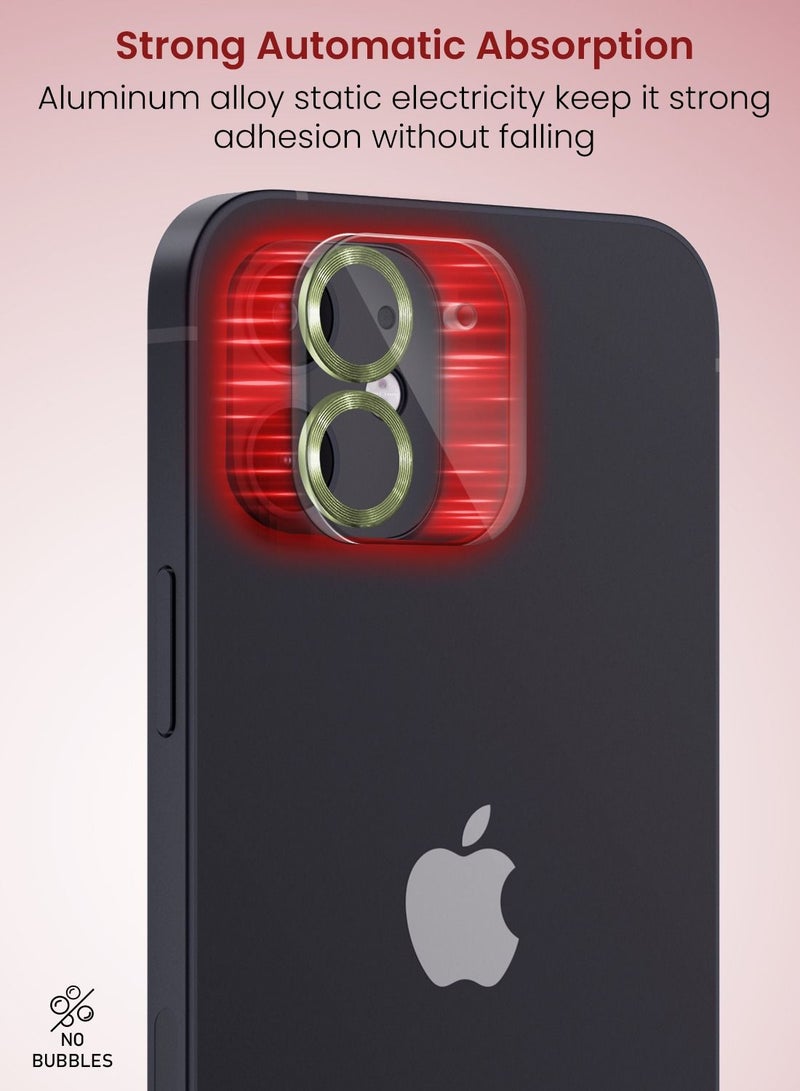 Moxedo Camera Lens Protector, 9H Tempered Glass, Scratch Resistant Aluminum Alloy Frame Camera Cover Screen Protector Compatible for iPhone 11/12 Mini 5.4 inch - OLIVE GREEN - Image 2