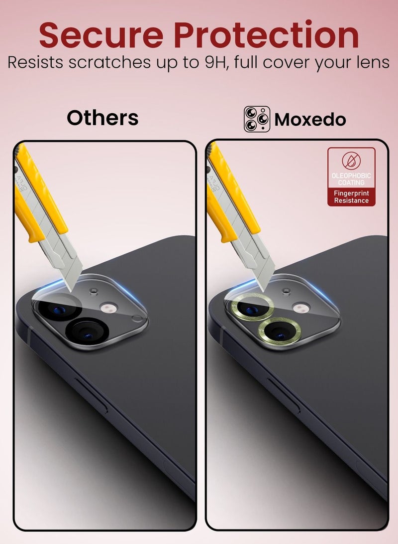 Moxedo Camera Lens Protector, 9H Tempered Glass, Scratch Resistant Aluminum Alloy Frame Camera Cover Screen Protector Compatible for iPhone 11/12 Mini 5.4 inch - OLIVE GREEN - Image 3