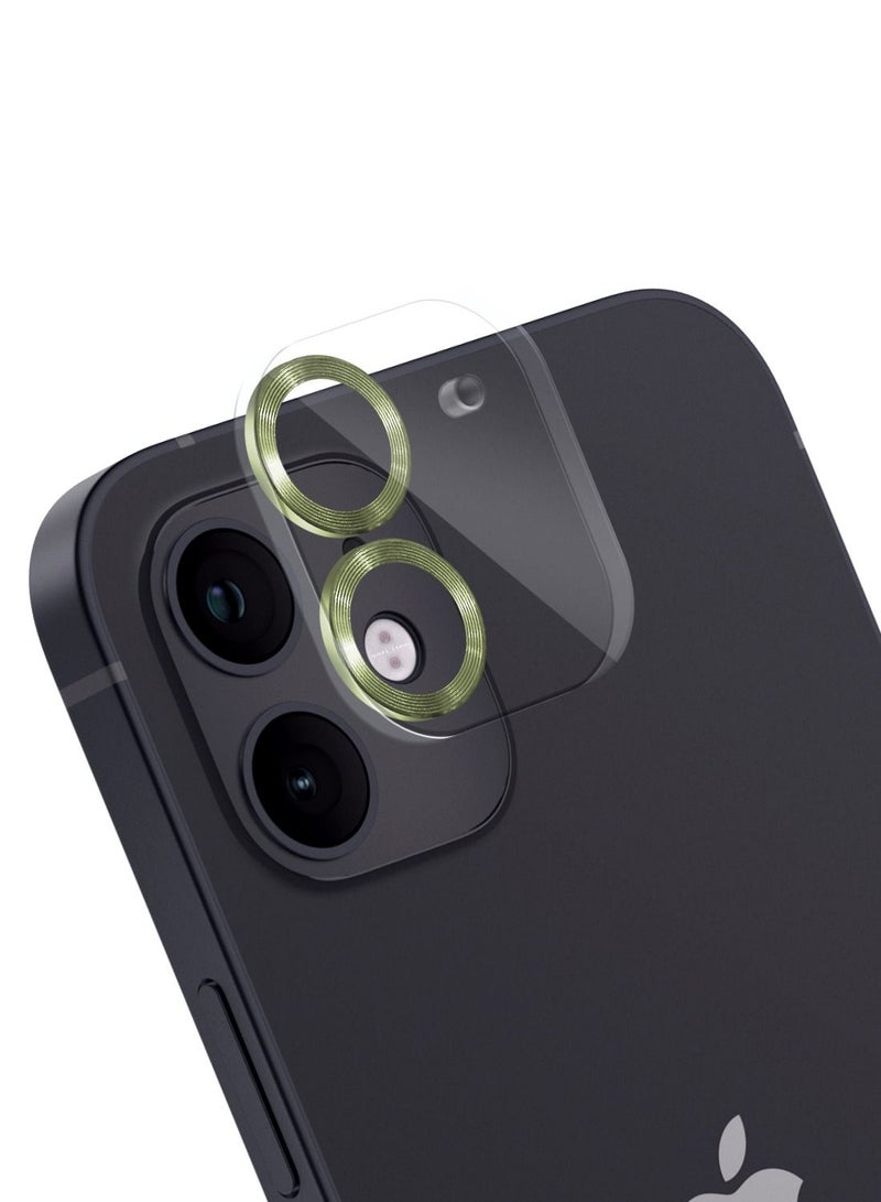Moxedo Camera Lens Protector, 9H Tempered Glass, Scratch Resistant Aluminum Alloy Frame Camera Cover Screen Protector Compatible for iPhone 11/12 Mini 5.4 inch - OLIVE GREEN - Image 1