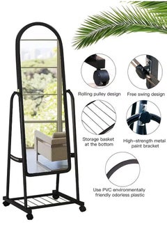 Cady One 2 in 1 Kitchen Storage Rack Set White Iron 4 Shelf with Wheels and Durable Standing Mirror with Adjustable Bracket Detachable Wall Mounted with Wheels  - Image 4