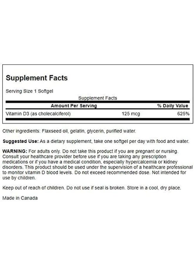SWANSON Vitamin D3 Softgels for Bone and Immune Health - 250 Count - Image 2