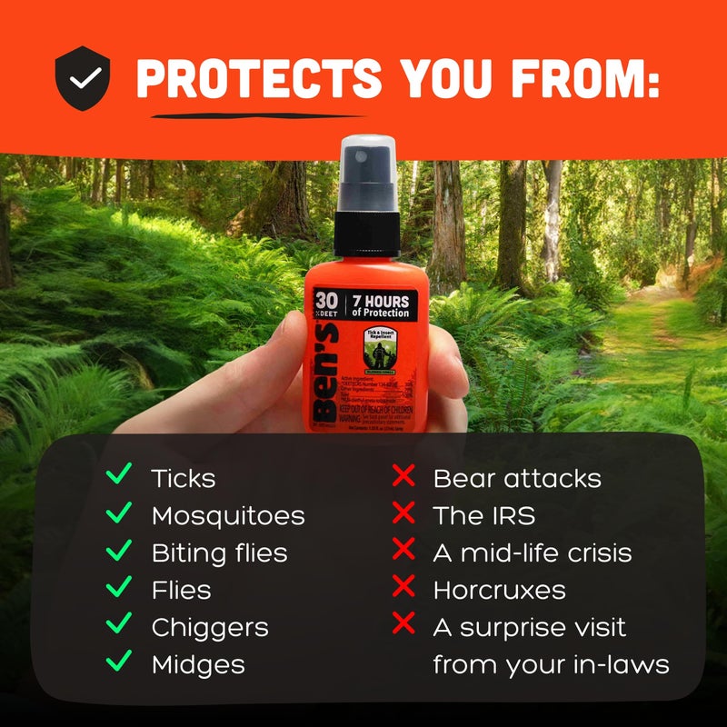 Ben's Tick & Insect Repellent - Travel Size Bug Spray with 30% DEET for Mosquitoes, Ticks & More - Up to 7 Hours of Protection - Fragrance-Free - 1.25 Fl Oz (4 Pack) - Image 4
