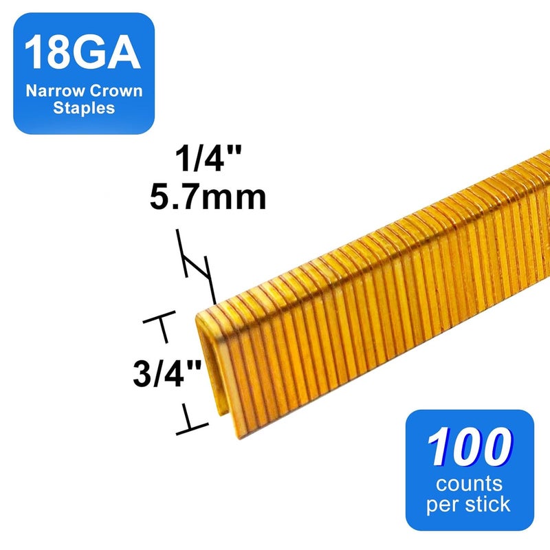 SimCos 18 Gauge 1/4" Narrow Crown Staples, Galvanized Upholstery Staples for 18 GA Pneumatic or Electric Stapler or Staple Gun (3/4"-3000 PCS) - Image 2