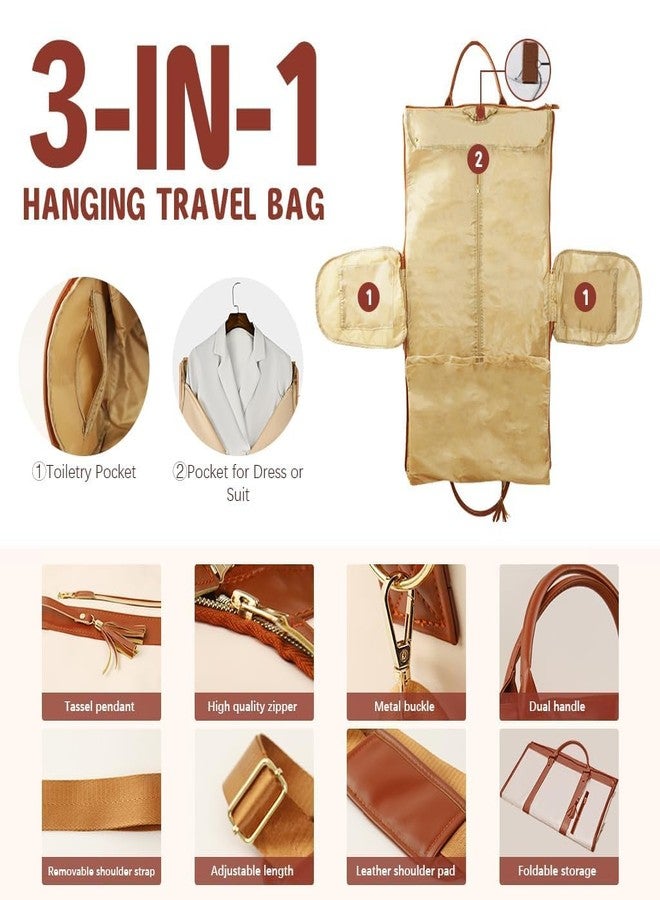 RASOFAB Zwerlin Leather Convertible Garment Bag for Travel, 2 in 1 Hanging Suitcase & Large Duffle for Women, Water Resistant Carry On with Shoe Pouch, Wrinkle Free Suit Travel Bag - Image 3
