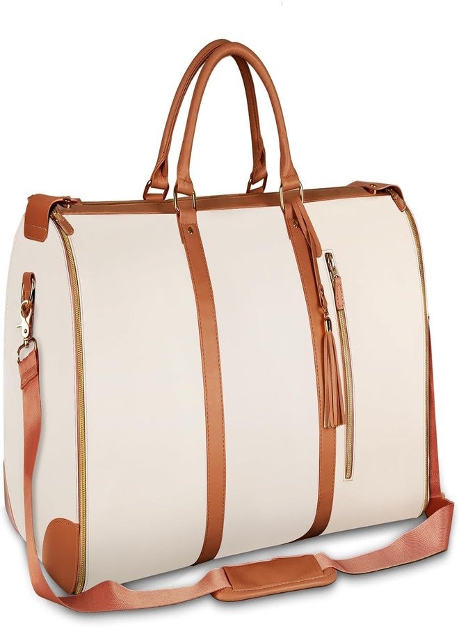 RASOFAB Zwerlin Leather Convertible Garment Bag for Travel, 2 in 1 Hanging Suitcase & Large Duffle for Women, Water Resistant Carry On with Shoe Pouch, Wrinkle Free Suit Travel Bag - Image 1