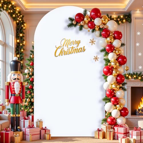 PARTISKY 6FT White Arch Backdrop Cover, Spandex Fitted White Wedding Arch Stand Covers Round Top Chiara Backdrop Cover for Valentines Easter Birthday Party Ceremony Banquet Decoration - Image 2