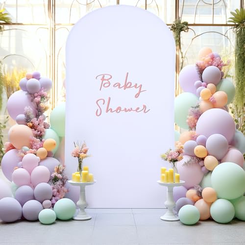 PARTISKY 6FT White Arch Backdrop Cover, Spandex Fitted White Wedding Arch Stand Covers Round Top Chiara Backdrop Cover for Valentines Easter Birthday Party Ceremony Banquet Decoration - Image 5