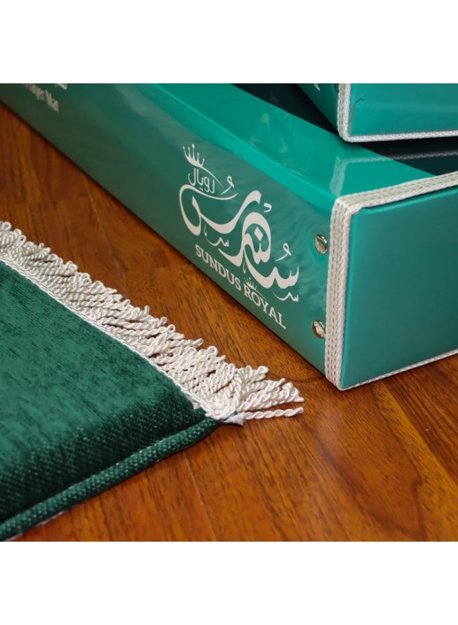 Sundus Royal Turkish Prayer Mat with 3-Layer Memory Foam – Luxury Islamic Prayer Rug for Knee & Joint Support, Extra Soft & Stable, Ideal for Home & Mosque Use (120 × 70 cm) - Green - Image 3