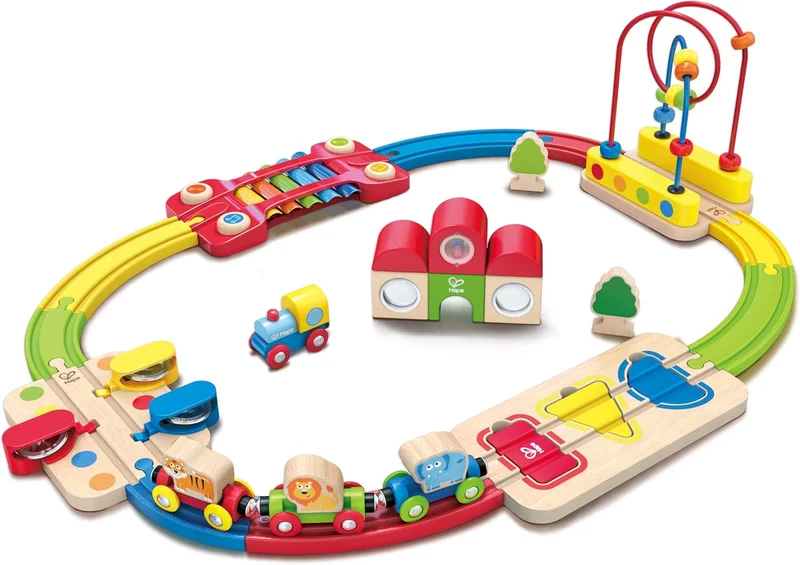 Hape Hape E3826 Good Bori Rail Set - Colorful Puzzle Railway with Musical Features