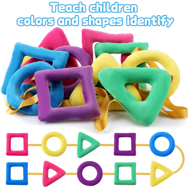 Woanger Shapes Walking Rope for Preschool Walking Rings for Toddlers 10 Colorful Handles Leash for Toddler Class Line Rope 165'' Long Keep Children Calm and Line Classroom Supplies - Image 2